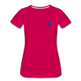 Women’s Premium T-Shirt  WITH BLUE  LOGO - dark pink