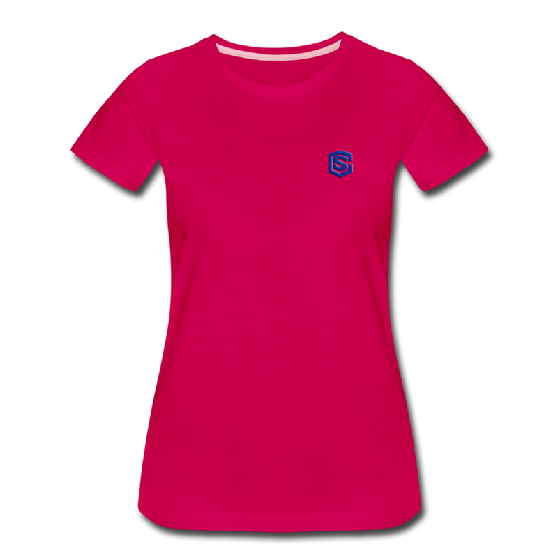 Women’s Premium T-Shirt  WITH BLUE  LOGO - dark pink