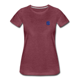 Women’s Premium T-Shirt  WITH BLUE  LOGO - heather burgundy