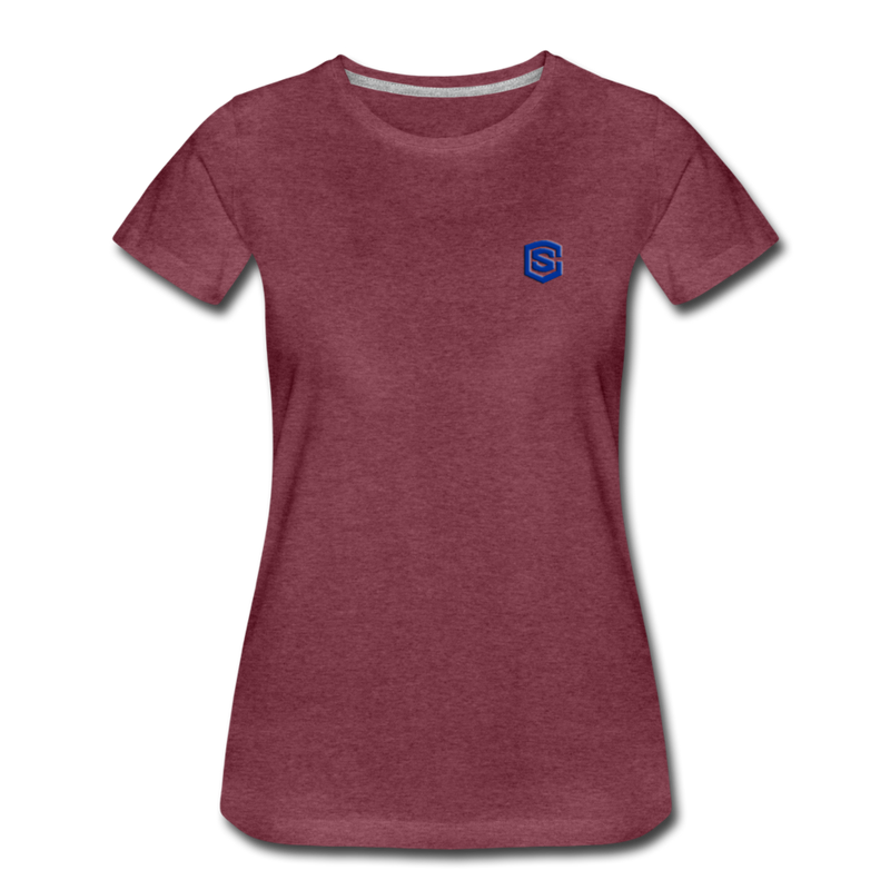 Women’s Premium T-Shirt  WITH BLUE  LOGO - heather burgundy