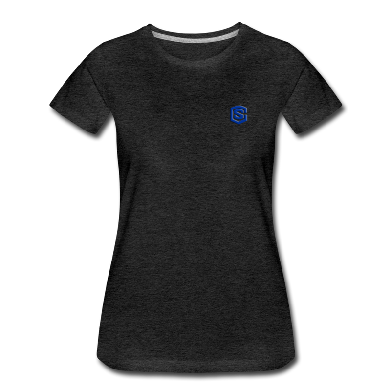 Women’s Premium T-Shirt  WITH BLUE  LOGO - charcoal gray