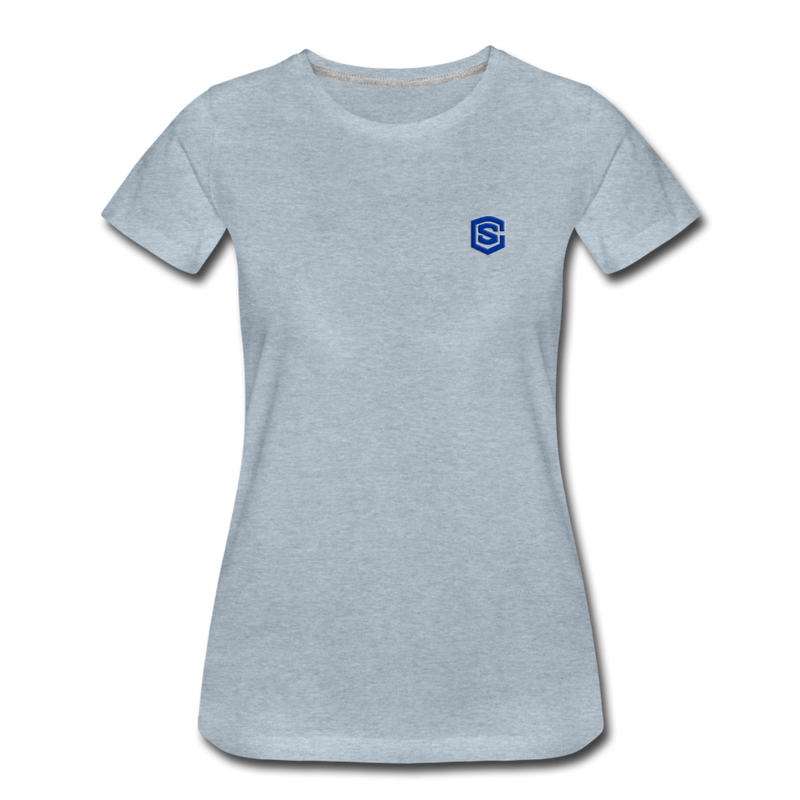 Women’s Premium T-Shirt  WITH BLUE  LOGO - heather ice blue