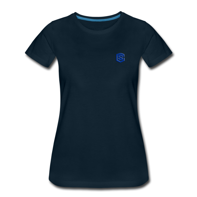 Women’s Premium T-Shirt  WITH BLUE  LOGO - deep navy