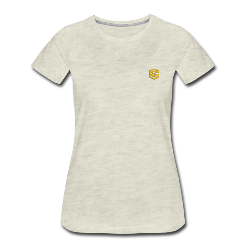 Women’s Premium T-Shirt  WITH GOLD  LOGO - heather oatmeal