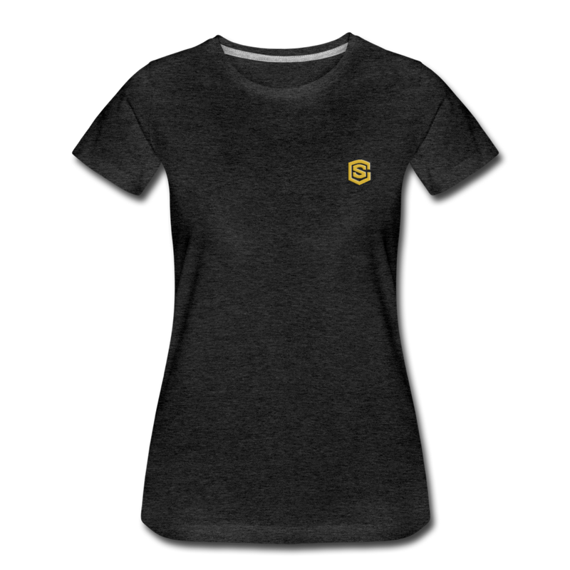 Women’s Premium T-Shirt  WITH GOLD  LOGO - charcoal gray