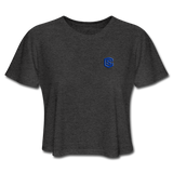 Women's Cropped T-Shirt  WITH BLUE  LOGO - deep heather