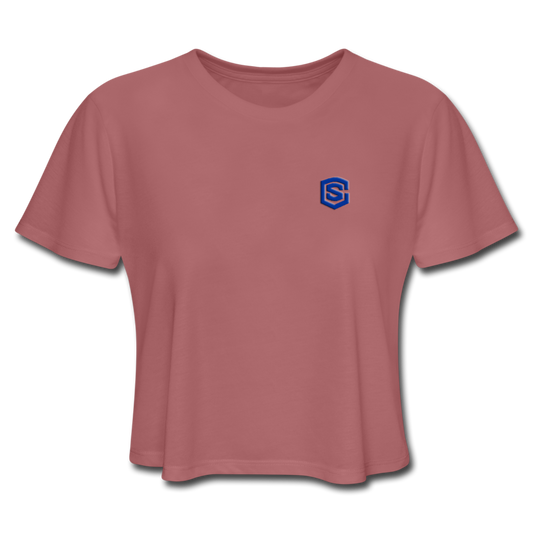 Women's Cropped T-Shirt  WITH BLUE  LOGO - mauve