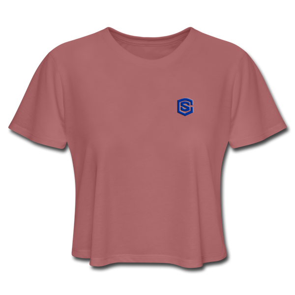 Women's Cropped T-Shirt  WITH BLUE  LOGO - mauve