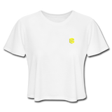 Women's Cropped T-Shirt  WITH YELLOW  LOGO - white