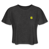 Women's Cropped T-Shirt  WITH YELLOW  LOGO - deep heather