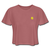 Women's Cropped T-Shirt  WITH YELLOW  LOGO - mauve