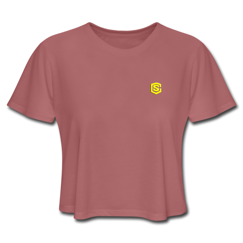 Women's Cropped T-Shirt  WITH YELLOW  LOGO - mauve