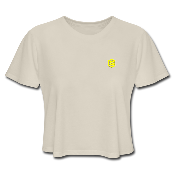 Women's Cropped T-Shirt  WITH YELLOW  LOGO - dust