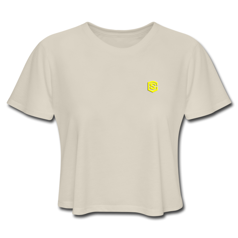 Women's Cropped T-Shirt  WITH YELLOW  LOGO - dust