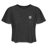 Women's Cropped T-Shirt  WITH  SILIVER LOGO - deep heather