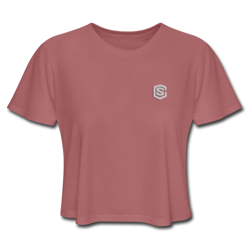Women's Cropped T-Shirt  WITH  SILIVER LOGO - mauve