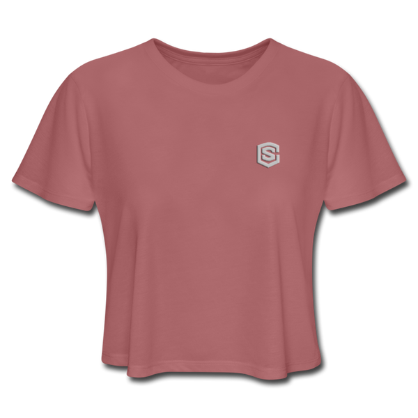 Women's Cropped T-Shirt  WITH  SILIVER LOGO - mauve