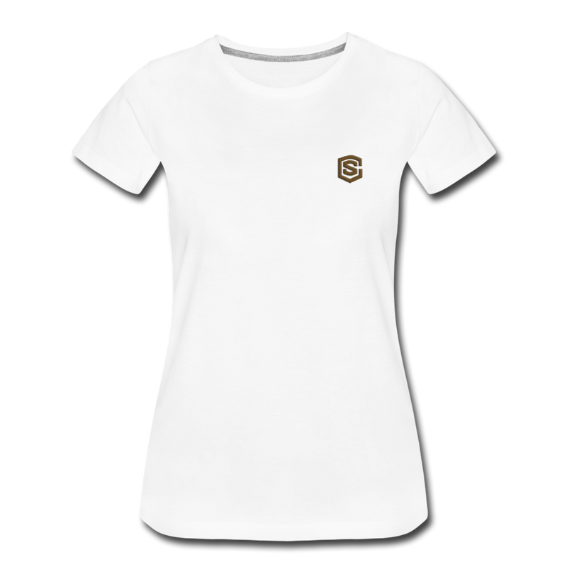 Women’s Premium T-Shirt  WITH BROWN  LOGO - white