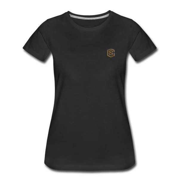 Women’s Premium T-Shirt  WITH BROWN  LOGO - black