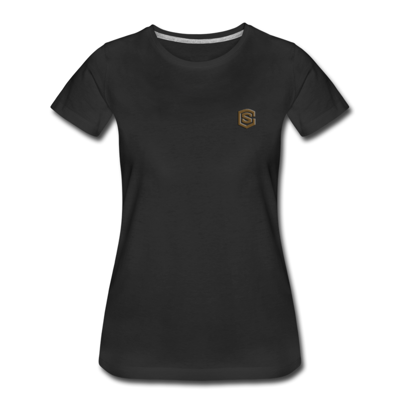 Women’s Premium T-Shirt  WITH BROWN  LOGO - black