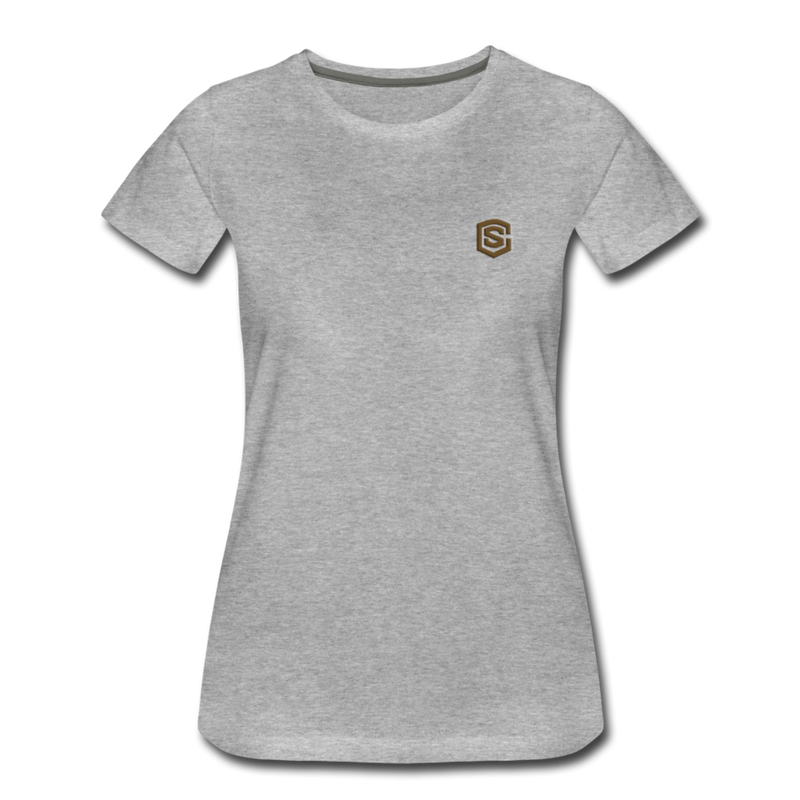 Women’s Premium T-Shirt  WITH BROWN  LOGO - heather gray