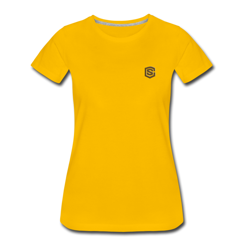 Women’s Premium T-Shirt  WITH BROWN  LOGO - sun yellow