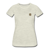 Women’s Premium T-Shirt  WITH BROWN  LOGO - heather oatmeal