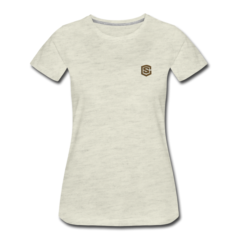 Women’s Premium T-Shirt  WITH BROWN  LOGO - heather oatmeal