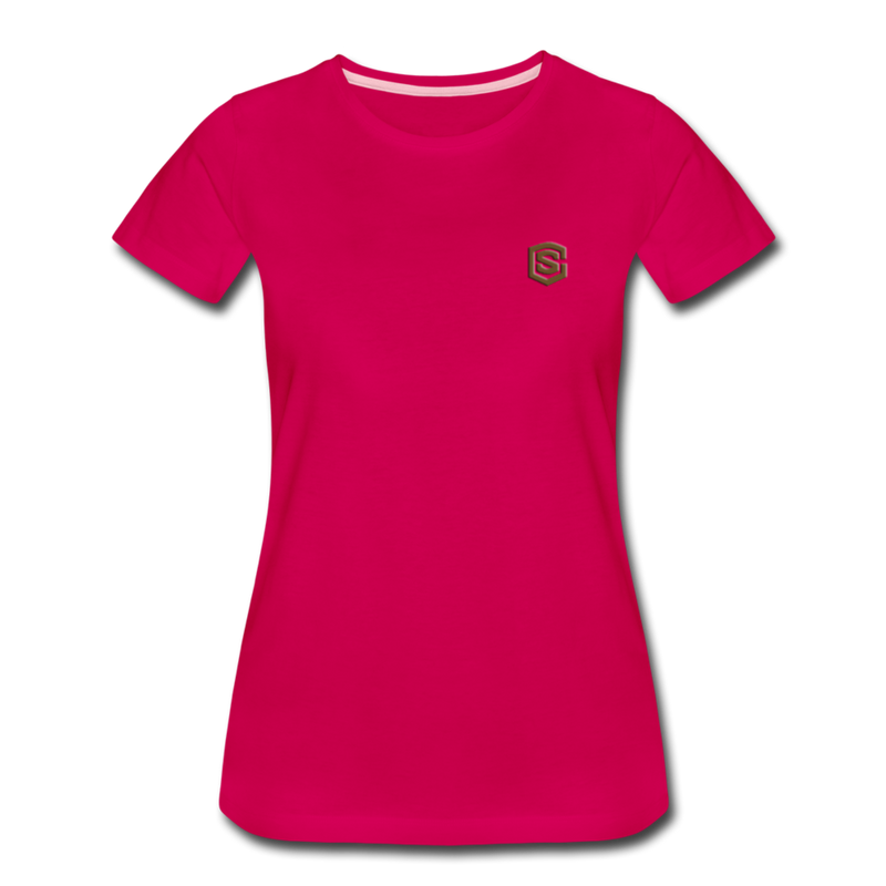 Women’s Premium T-Shirt  WITH BROWN  LOGO - dark pink