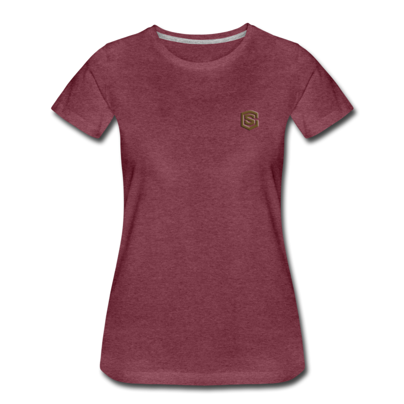 Women’s Premium T-Shirt  WITH BROWN  LOGO - heather burgundy