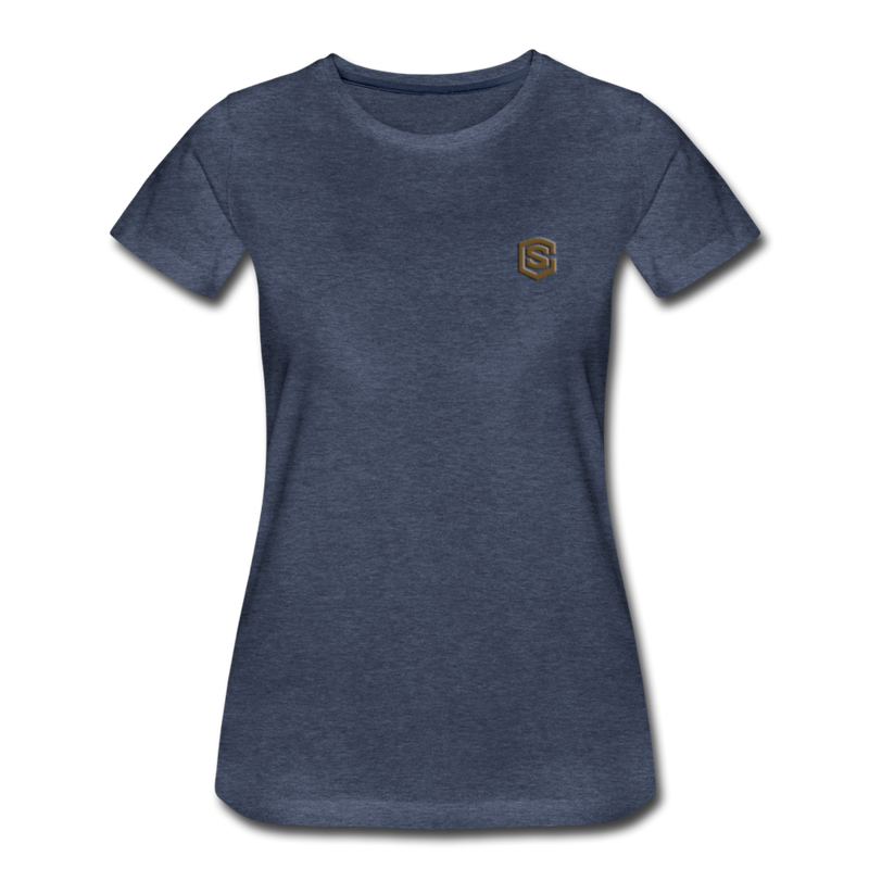 Women’s Premium T-Shirt  WITH BROWN  LOGO - heather blue