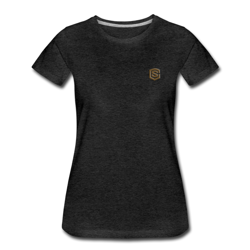 Women’s Premium T-Shirt  WITH BROWN  LOGO - charcoal gray