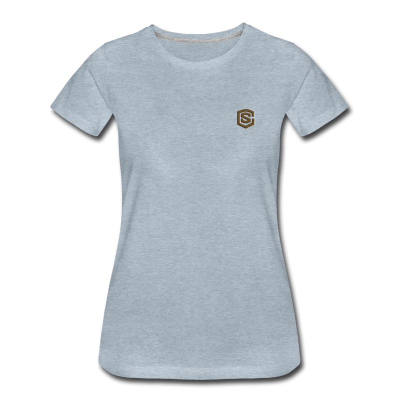 Women’s Premium T-Shirt  WITH BROWN  LOGO - heather ice blue