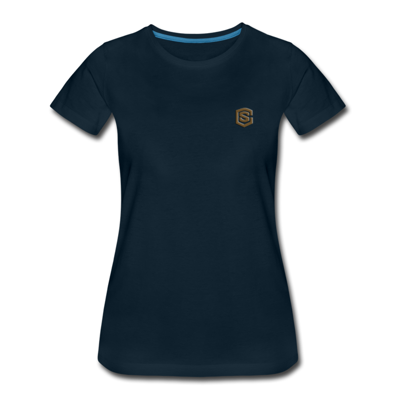 Women’s Premium T-Shirt  WITH BROWN  LOGO - deep navy