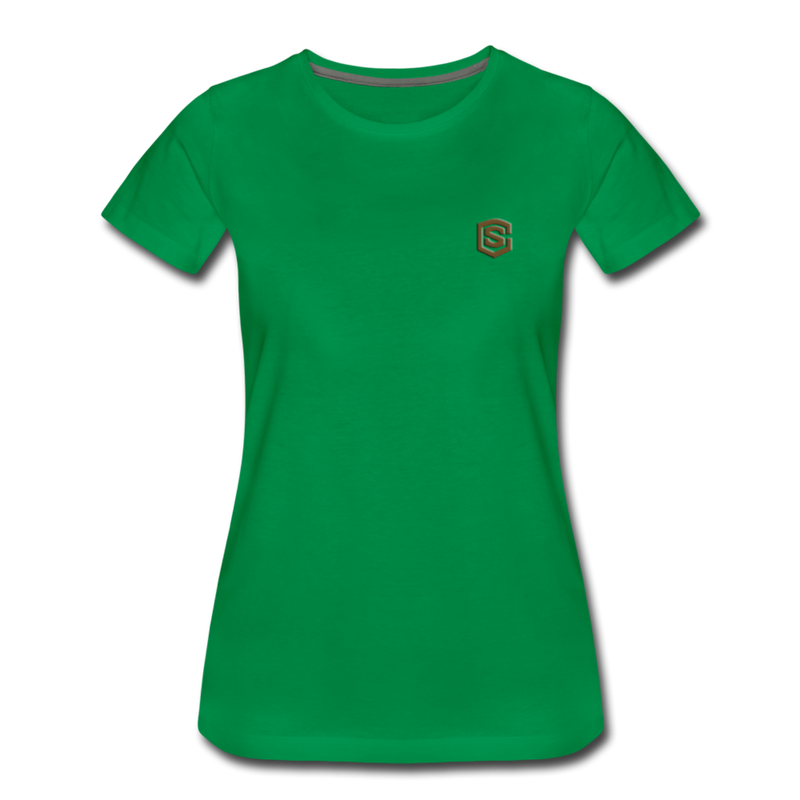 Women’s Premium T-Shirt  WITH BROWN  LOGO - kelly green