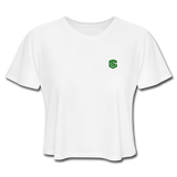 Women's Cropped T-Shirt  WITH GREEN  LOGO - white