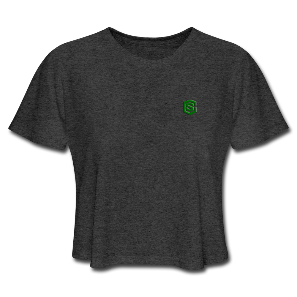 Women's Cropped T-Shirt  WITH GREEN  LOGO - deep heather