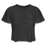 Women's Cropped T-Shirt  WITH GREEN  LOGO - deep heather