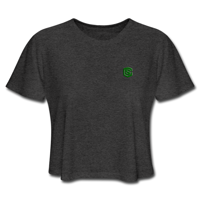 Women's Cropped T-Shirt  WITH GREEN  LOGO - deep heather