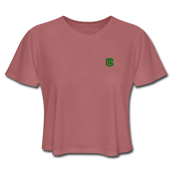 Women's Cropped T-Shirt  WITH GREEN  LOGO - mauve