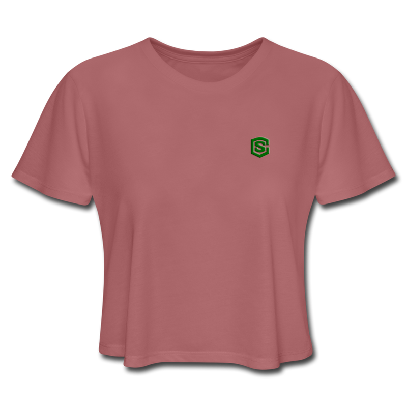 Women's Cropped T-Shirt  WITH GREEN  LOGO - mauve