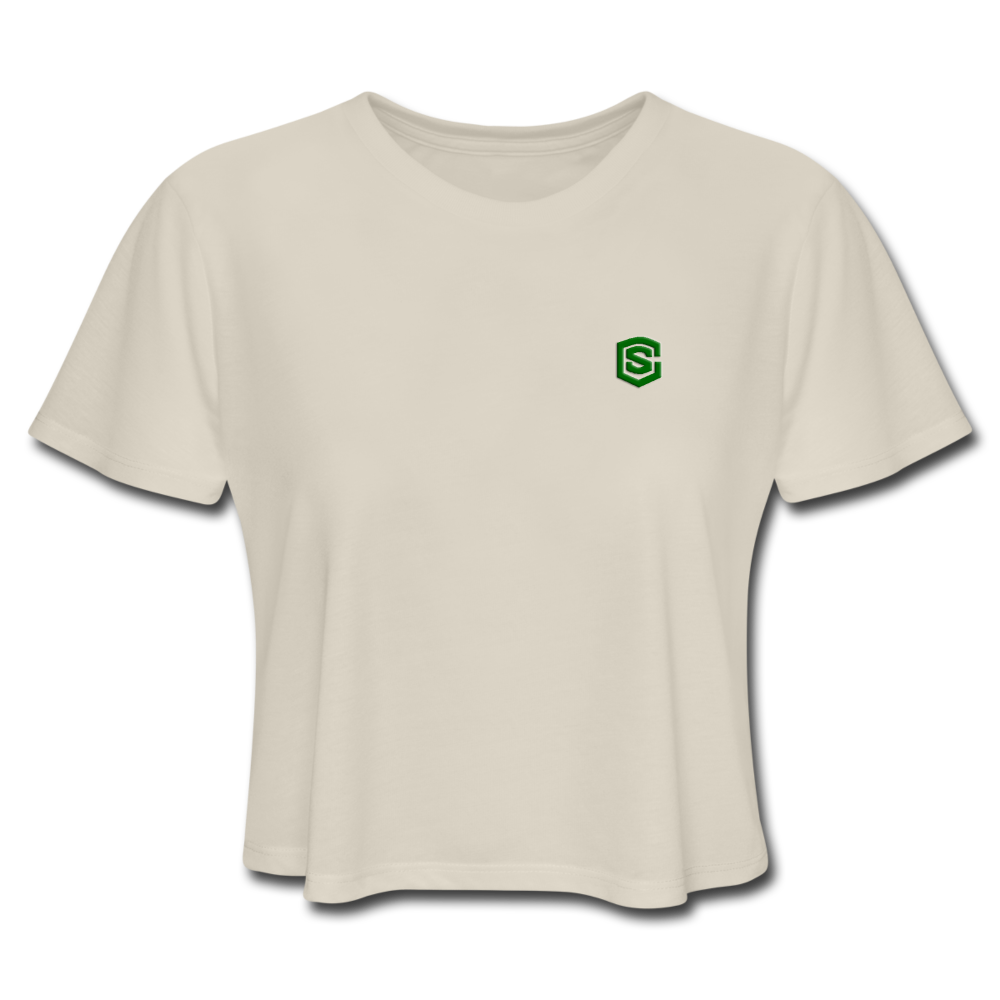 Women's Cropped T-Shirt  WITH GREEN  LOGO - dust