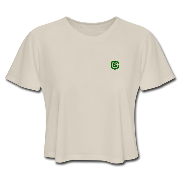 Women's Cropped T-Shirt  WITH GREEN  LOGO - dust