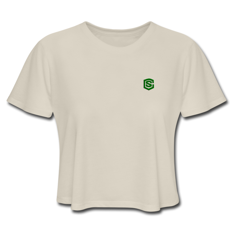 Women's Cropped T-Shirt  WITH GREEN  LOGO - dust