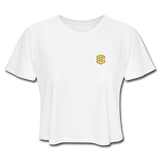 Women's Cropped T-Shirt  WITH GOLD  LOGO - white