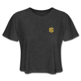 Women's Cropped T-Shirt  WITH GOLD  LOGO - deep heather