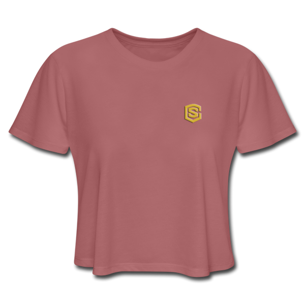 Women's Cropped T-Shirt  WITH GOLD  LOGO - mauve