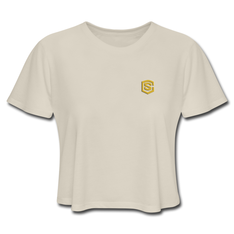 Women's Cropped T-Shirt  WITH GOLD  LOGO - dust