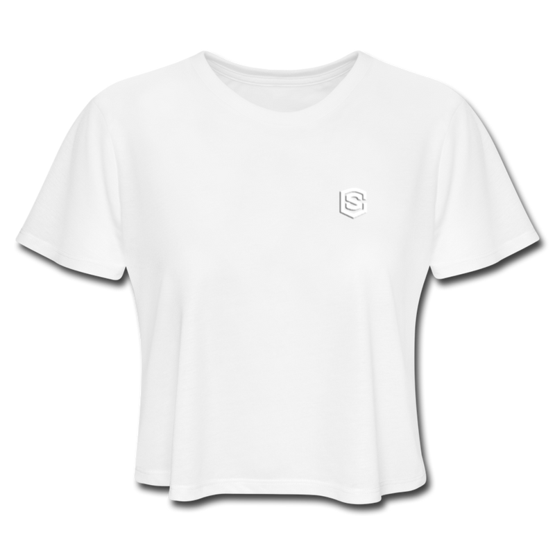 Women's Cropped T-Shirt  WITH WHITE  LOGO - white