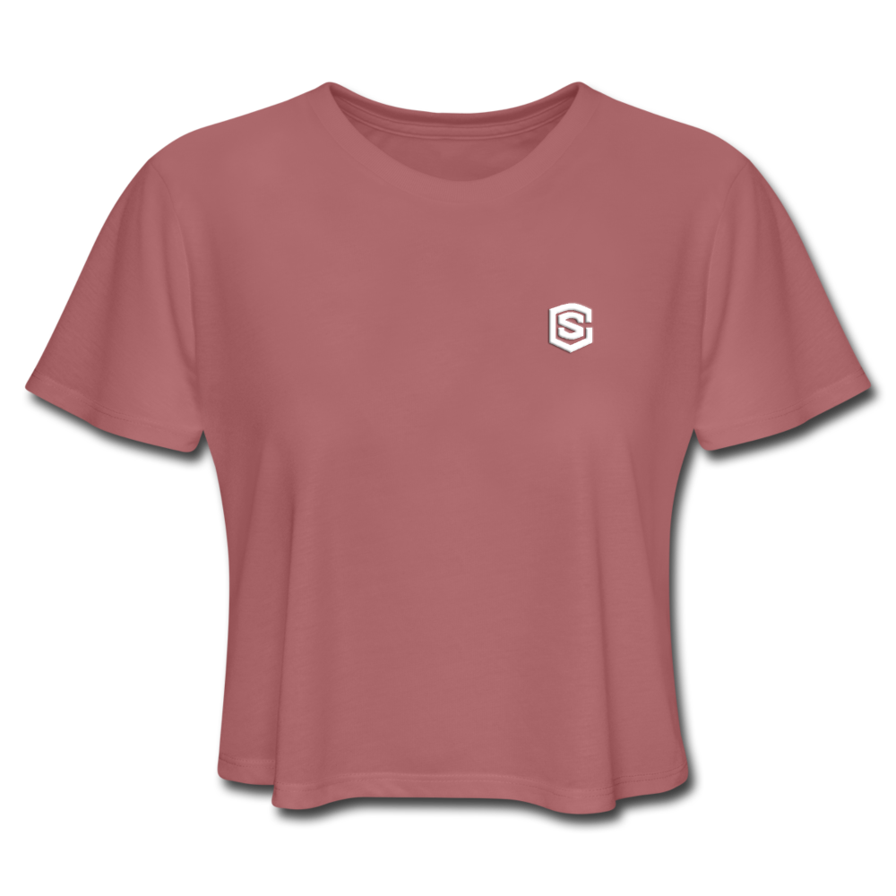 Women's Cropped T-Shirt  WITH WHITE  LOGO - mauve